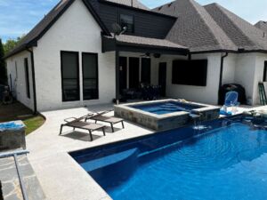 Outdoor 100" TV with custom cabinet