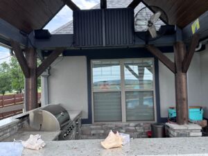 Pergola TV installed in cabinet