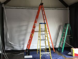 Mid-way construction phase golf simulator / theater room